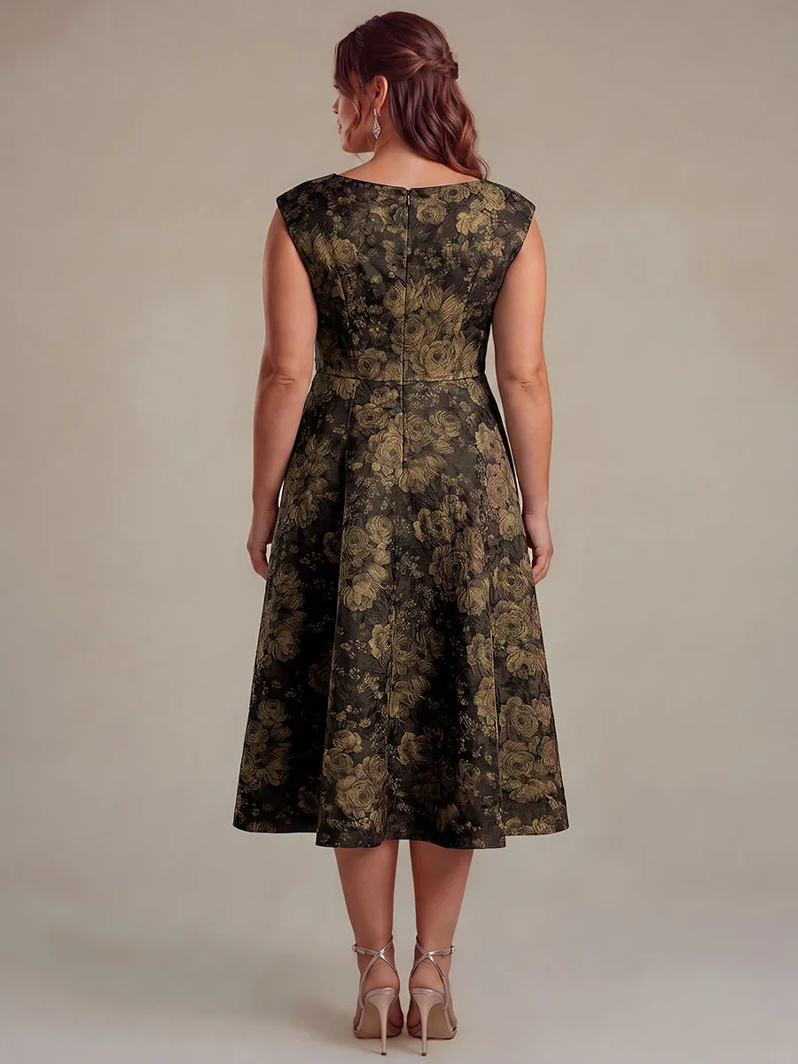Plus Size Floral Jacquard Tea-Length A-Line Wedding Guest Dress sold by Ever Pretty product image thumbnail 2