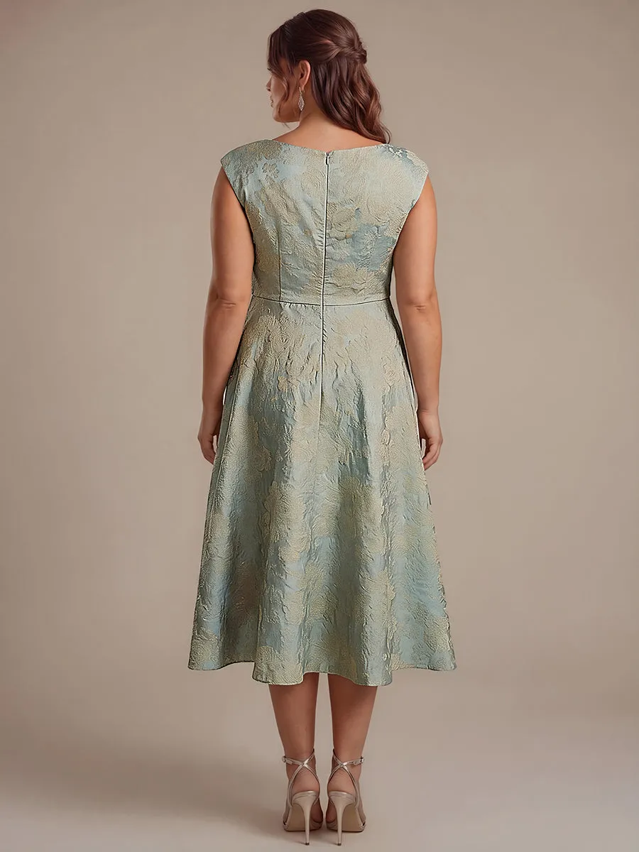 Plus Size Floral Jacquard Tea-Length A-Line Wedding Guest Dress sold by Ever Pretty product image thumbnail 4