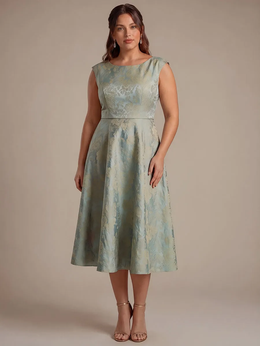 Plus Size Floral Jacquard Tea-Length A-Line Wedding Guest Dress sold by Ever Pretty product image thumbnail 3