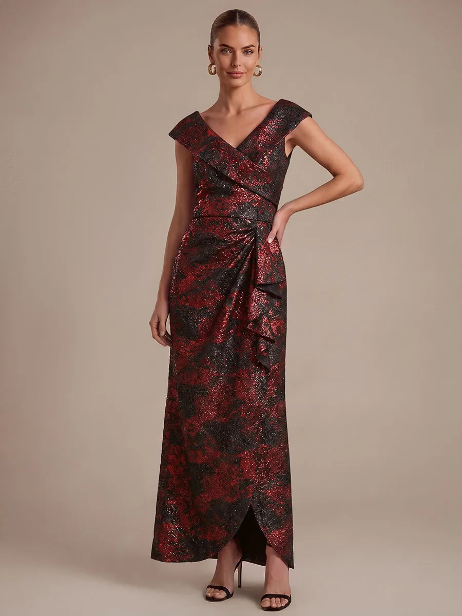 Ruffle Jacquard Cap Sleeve Evening Dress sold by Ever Pretty product image thumbnail 5