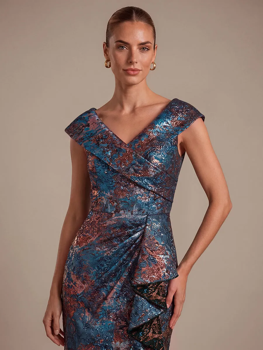Ruffle Jacquard Cap Sleeve Evening Dress sold by Ever Pretty product image thumbnail 3