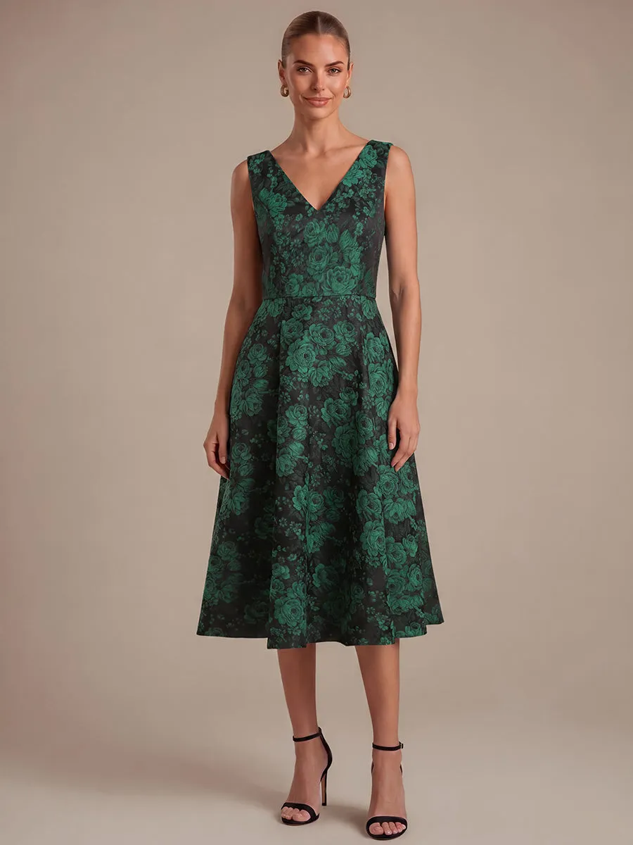 Floral Print Jacquard V-Neck Midi Wedding Guest Dress sold by Ever Pretty product image thumbnail 5