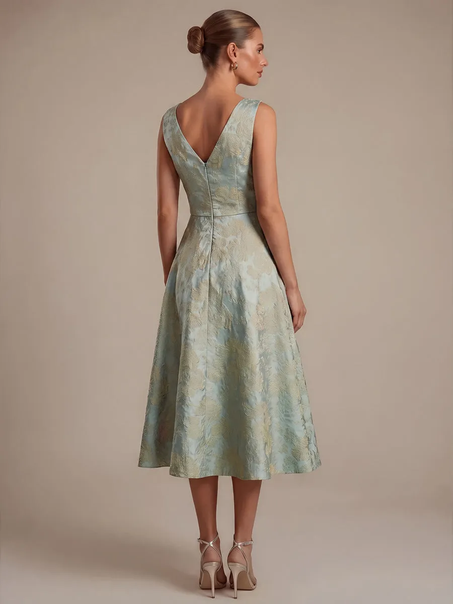 Floral Print Jacquard V-Neck Midi Wedding Guest Dress sold by Ever Pretty product image thumbnail 2
