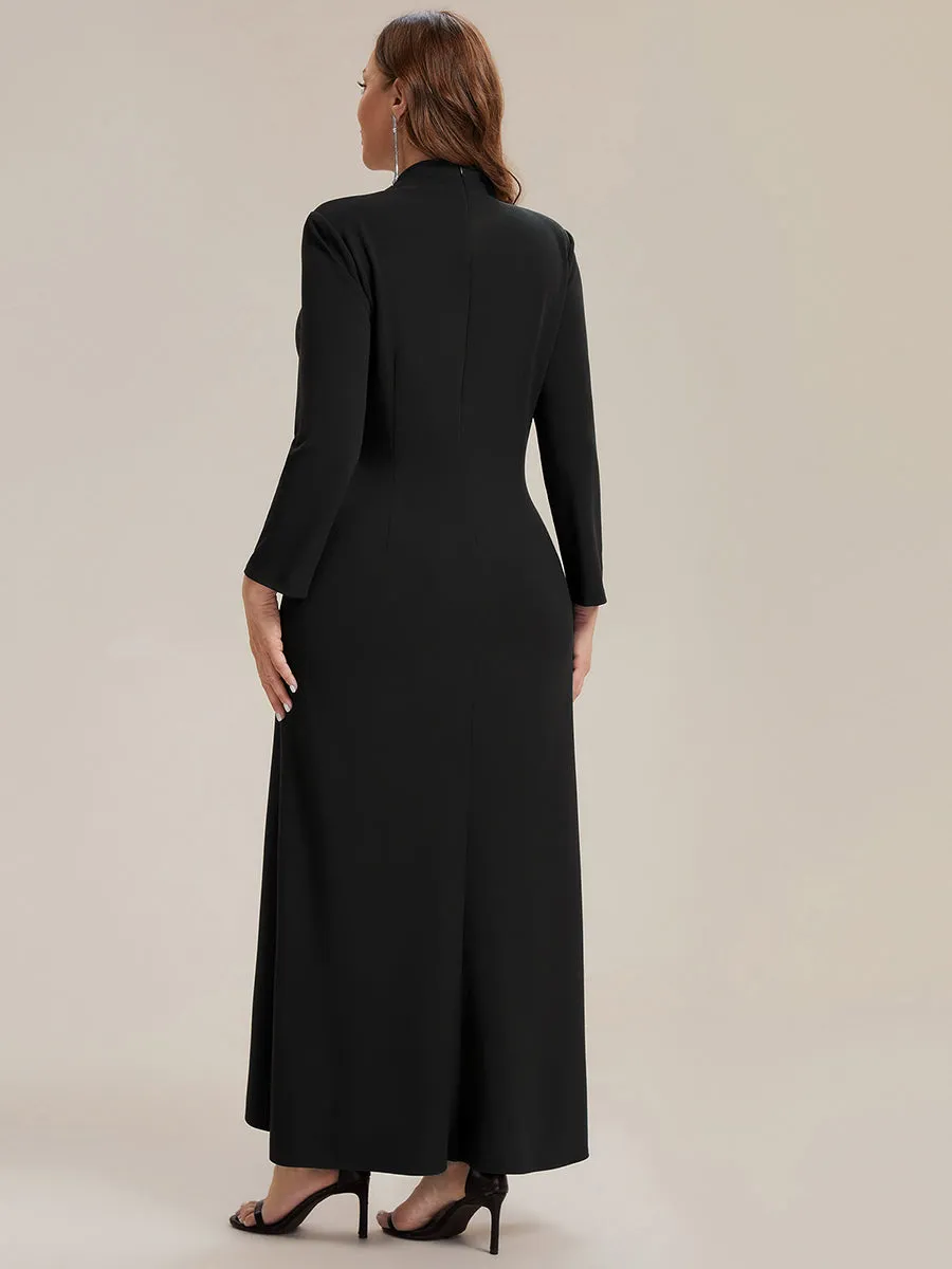Plus Size Long Sleeve Slit Crepe Evening Dress sold by Ever Pretty product image thumbnail 2