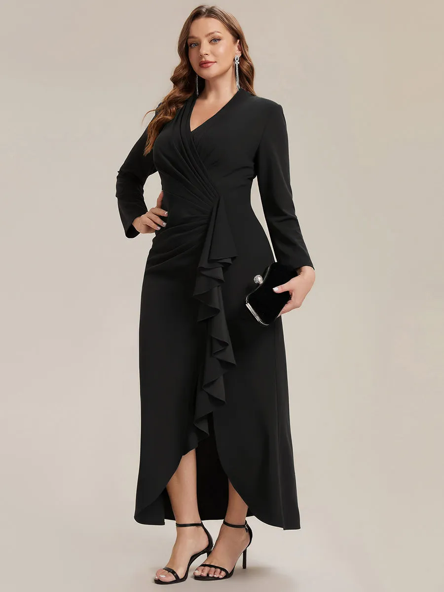 Plus Size Long Sleeve Slit Crepe Evening Dress sold by Ever Pretty product image thumbnail 4