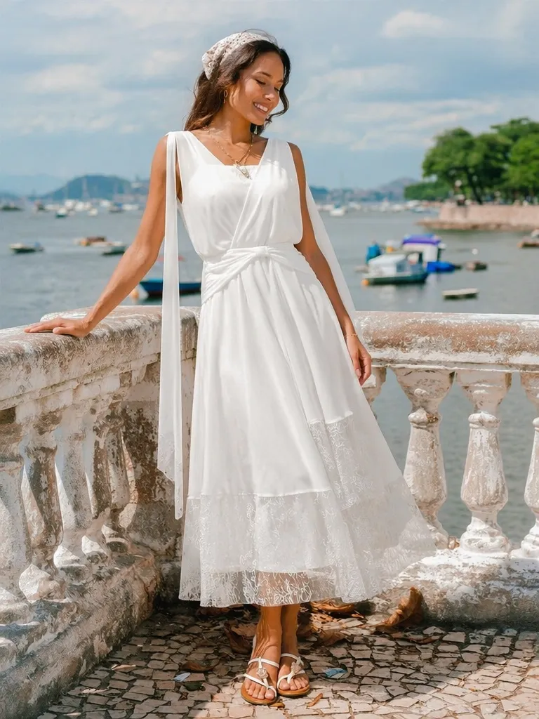Chiffon Ribbon Sleeveless A-Line Wedding Guest Dress sold by Ever Pretty product image thumbnail 3