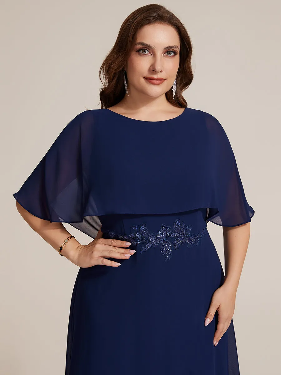 Plus Size Chiffon Cape Sleeve Mother of the Bride Dress sold by Ever Pretty product image thumbnail 3