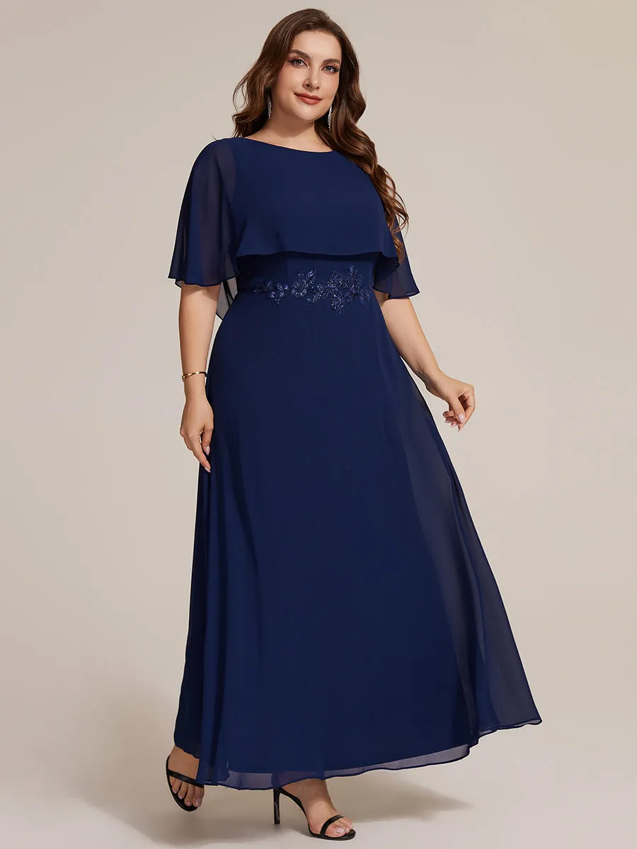 Plus Size Chiffon Cape Sleeve Mother of the Bride Dress sold by Ever Pretty product image thumbnail 4