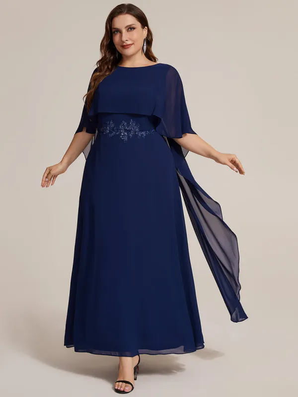 Plus Size Chiffon Cape Sleeve Mother of the Bride Dress made by Ever Pretty