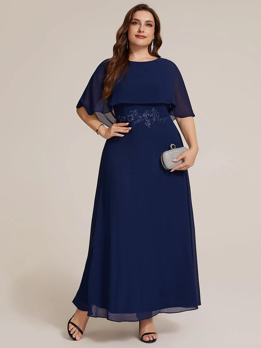 Plus Size Chiffon Cape Sleeve Mother of the Bride Dress sold by Ever Pretty product image thumbnail 5