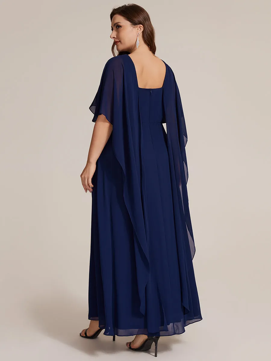 Plus Size Chiffon Cape Sleeve Mother of the Bride Dress sold by Ever Pretty product image thumbnail 2