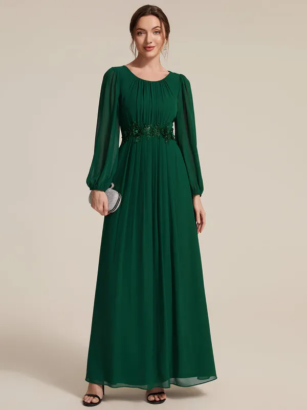 Chiffon Puff Sleeve A-Line Evening Dress made by Ever Pretty