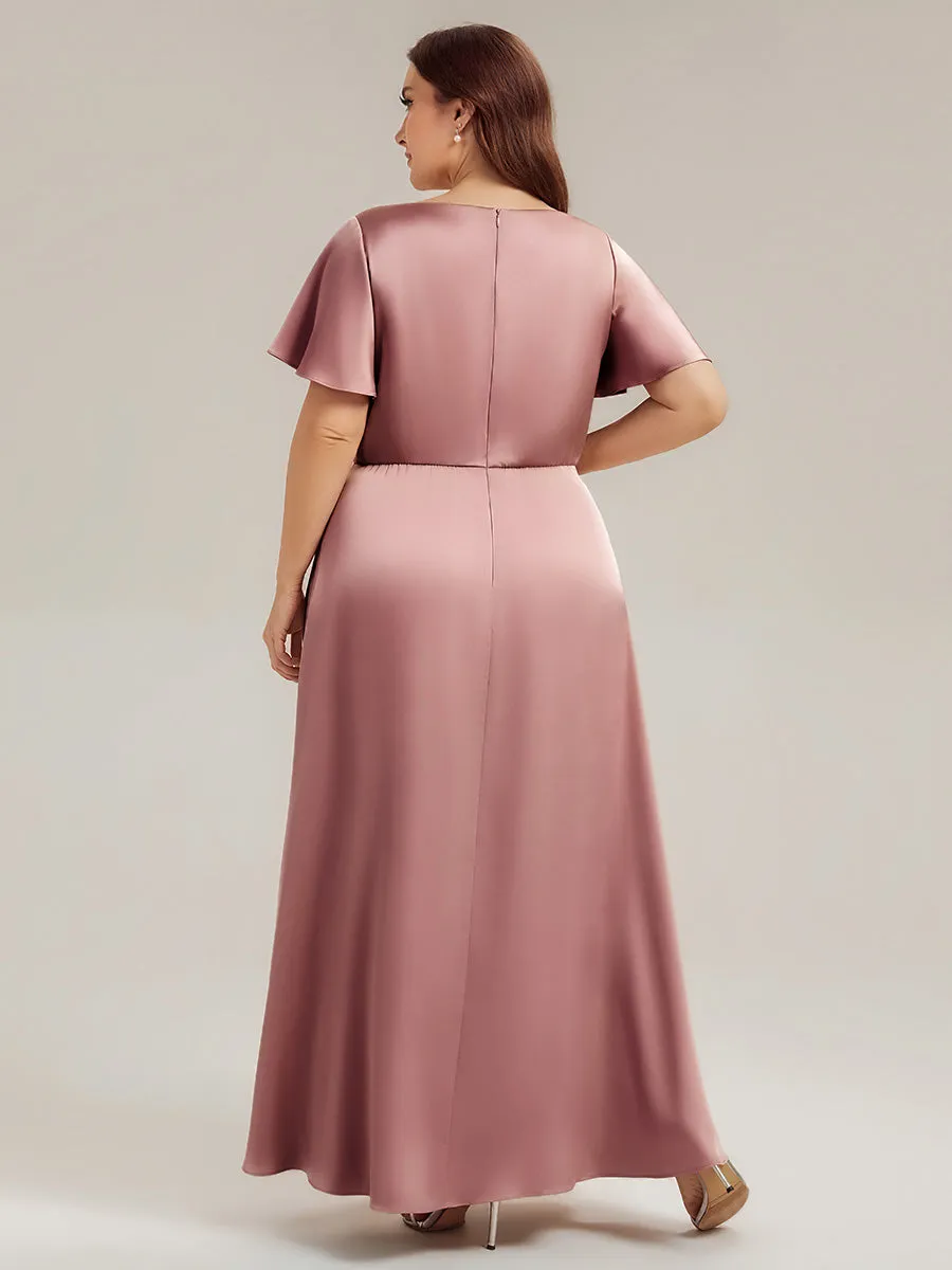 Plus Size Satin Ruffle Sleeve Bridesmaid Dress sold by Ever Pretty product image thumbnail 4