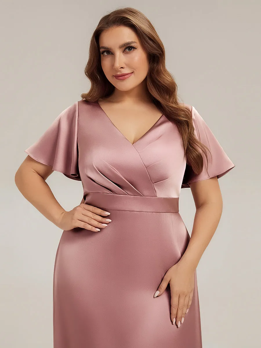 Plus Size Satin Ruffle Sleeve Bridesmaid Dress sold by Ever Pretty product image thumbnail 5