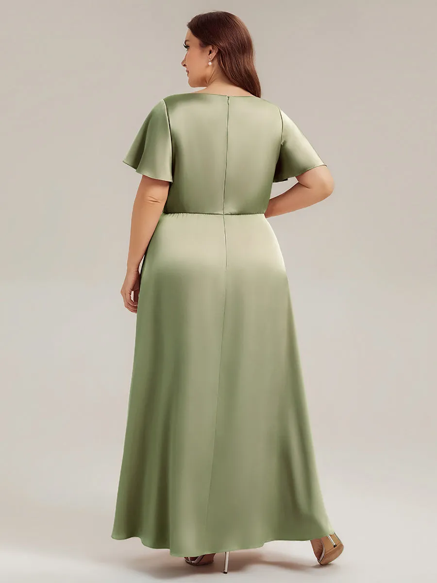 Plus Size Satin Ruffle Sleeve Bridesmaid Dress sold by Ever Pretty product image thumbnail 2