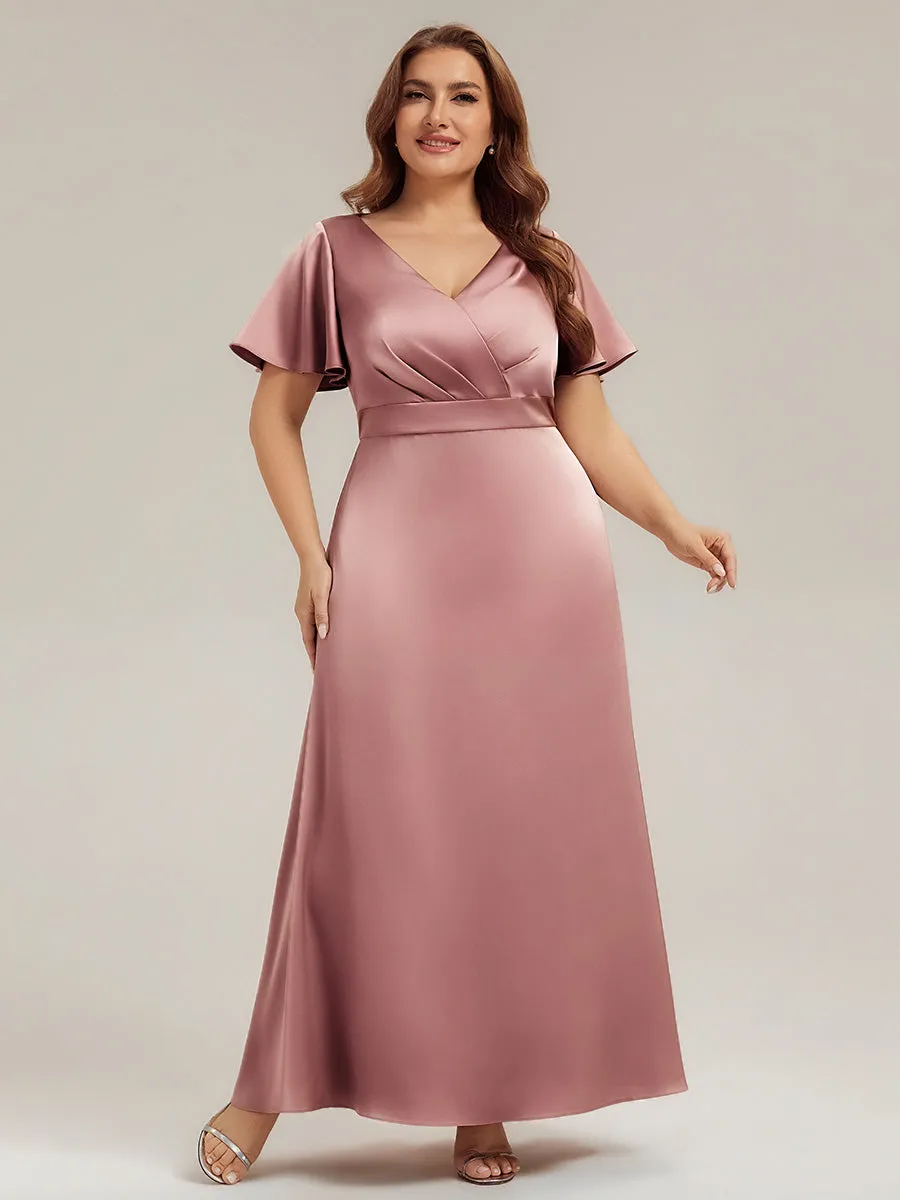 Plus Size Satin Ruffle Sleeve Bridesmaid Dress sold by Ever Pretty product image thumbnail 3