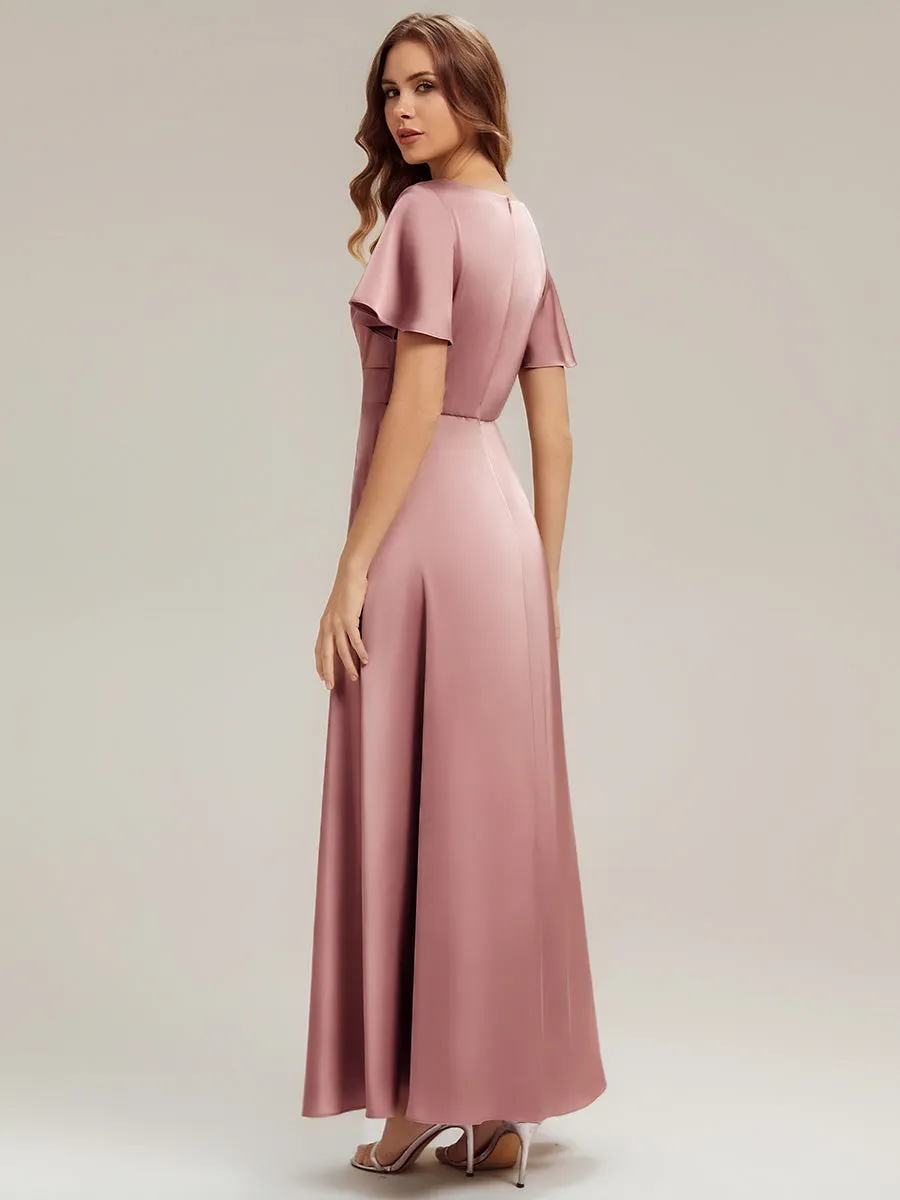 Gathered Satin Ruffle Sleeve Bridesmaid Dress sold by Ever Pretty product image thumbnail 2