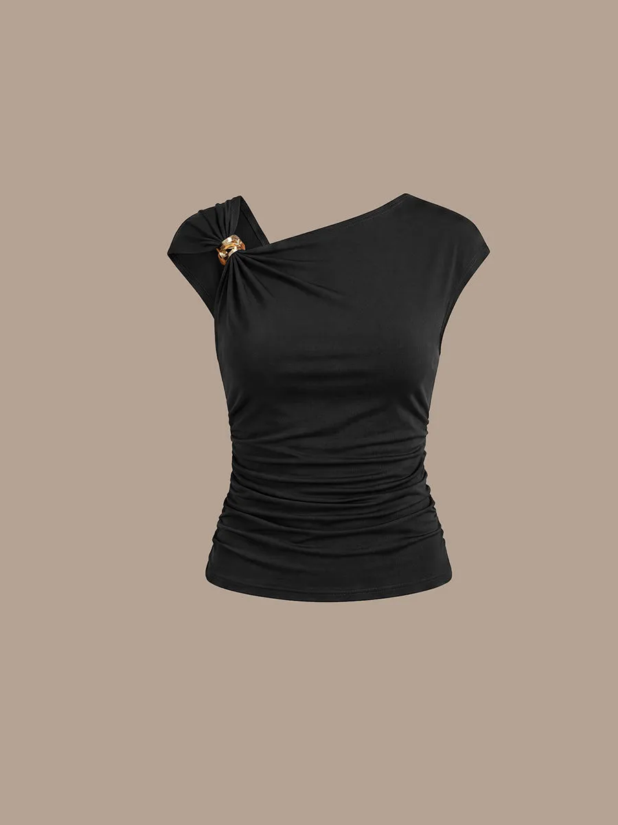 Knit Cap Sleeve Asymmetrical Neckline Tops sold by Ever Pretty product image thumbnail 5