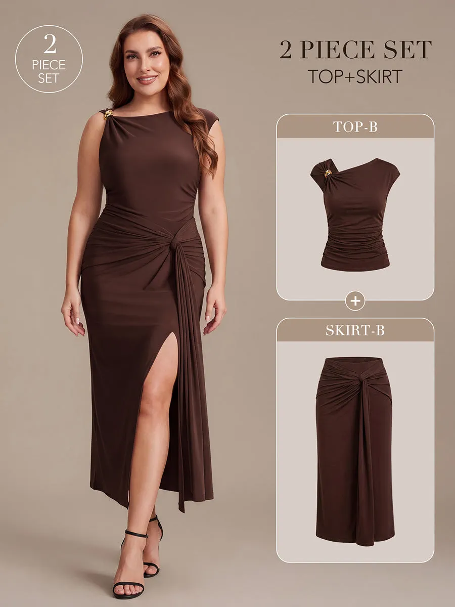Knit Cap Sleeve Asymmetrical Neckline Tops sold by Ever Pretty product image thumbnail 3
