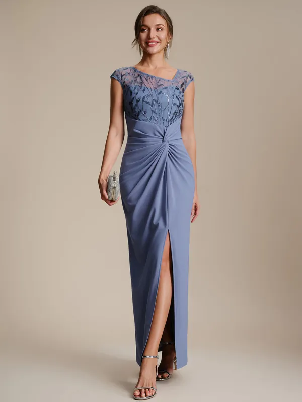 Knotted Crepe Cap Sleeve Wedding Guest Dress made by Ever Pretty