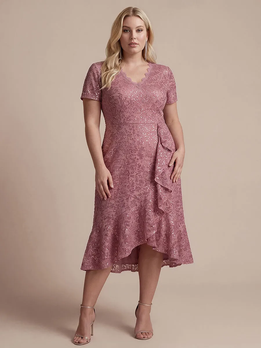 Sequin Lace High Low Wedding Guest Dress sold by Ever Pretty product image thumbnail 5