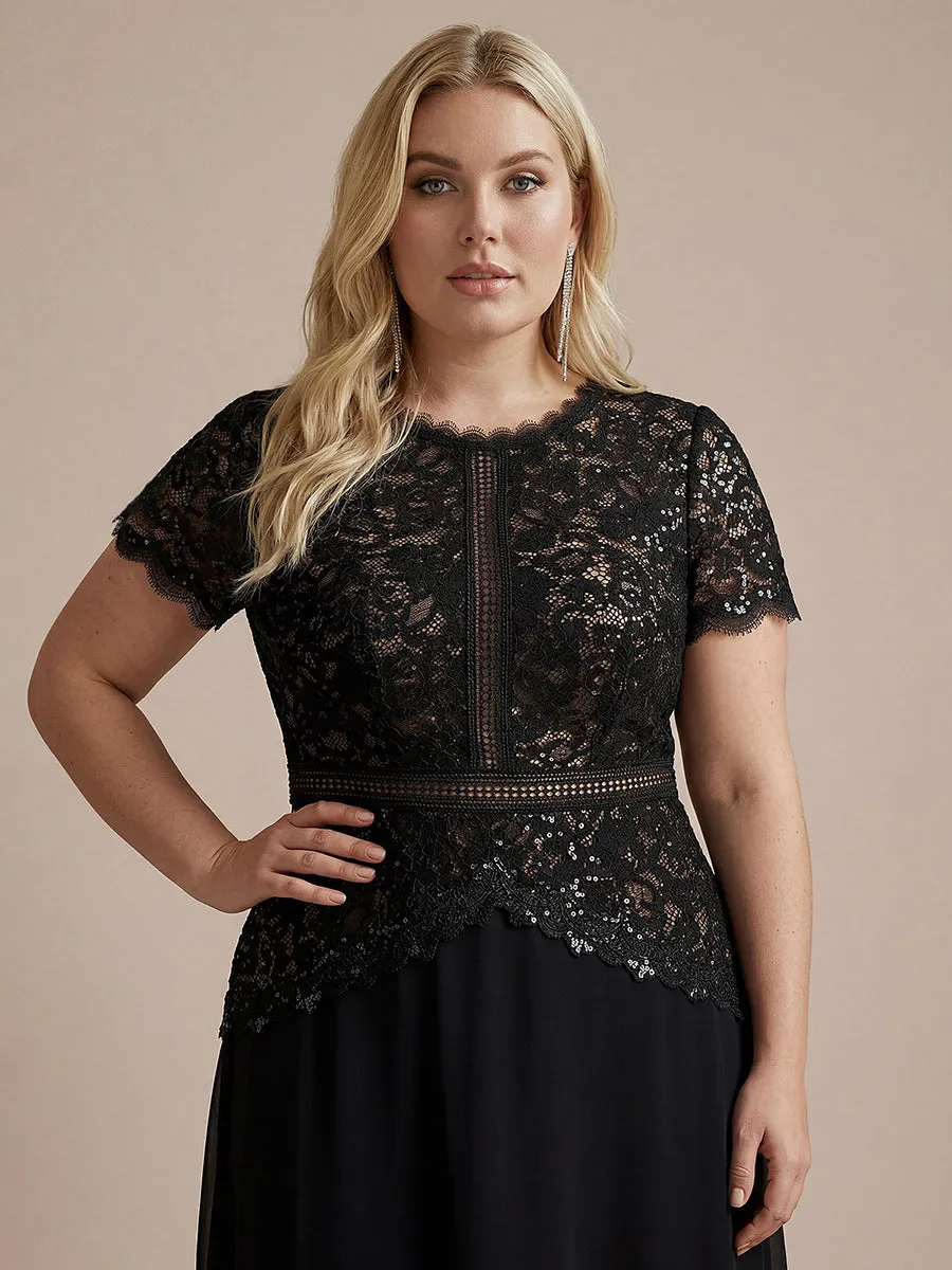 Plus Size Lace Puff Sleeve Evening Dress sold by Ever Pretty product image thumbnail 3