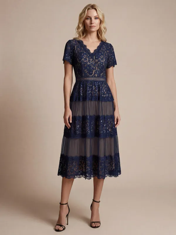 Lace Ruffle Sleeve A-Line Wedding Guest Dress made by Ever Pretty