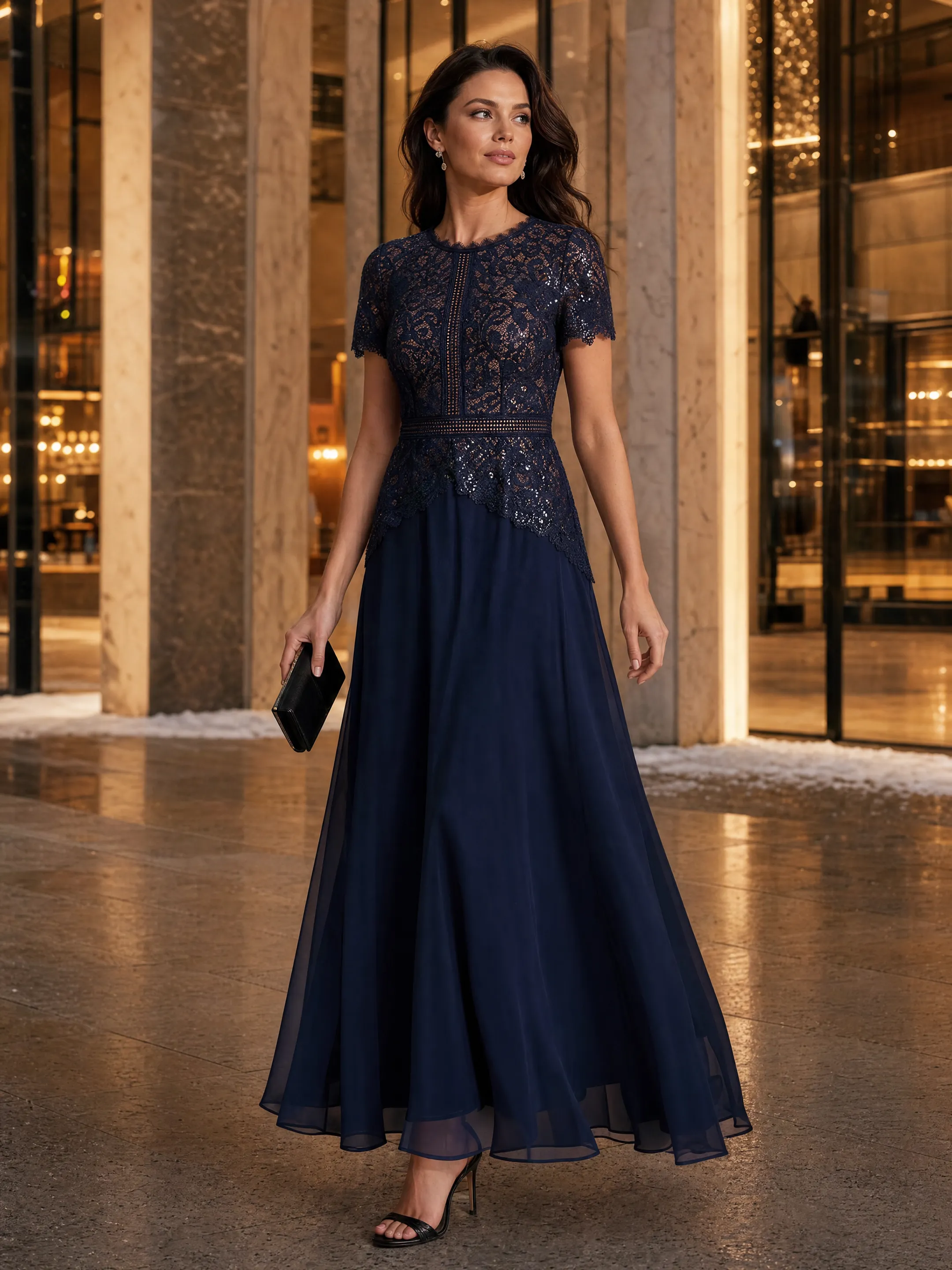 Sequin Lace Round Neck Evening Dress sold by Ever Pretty product image thumbnail 3