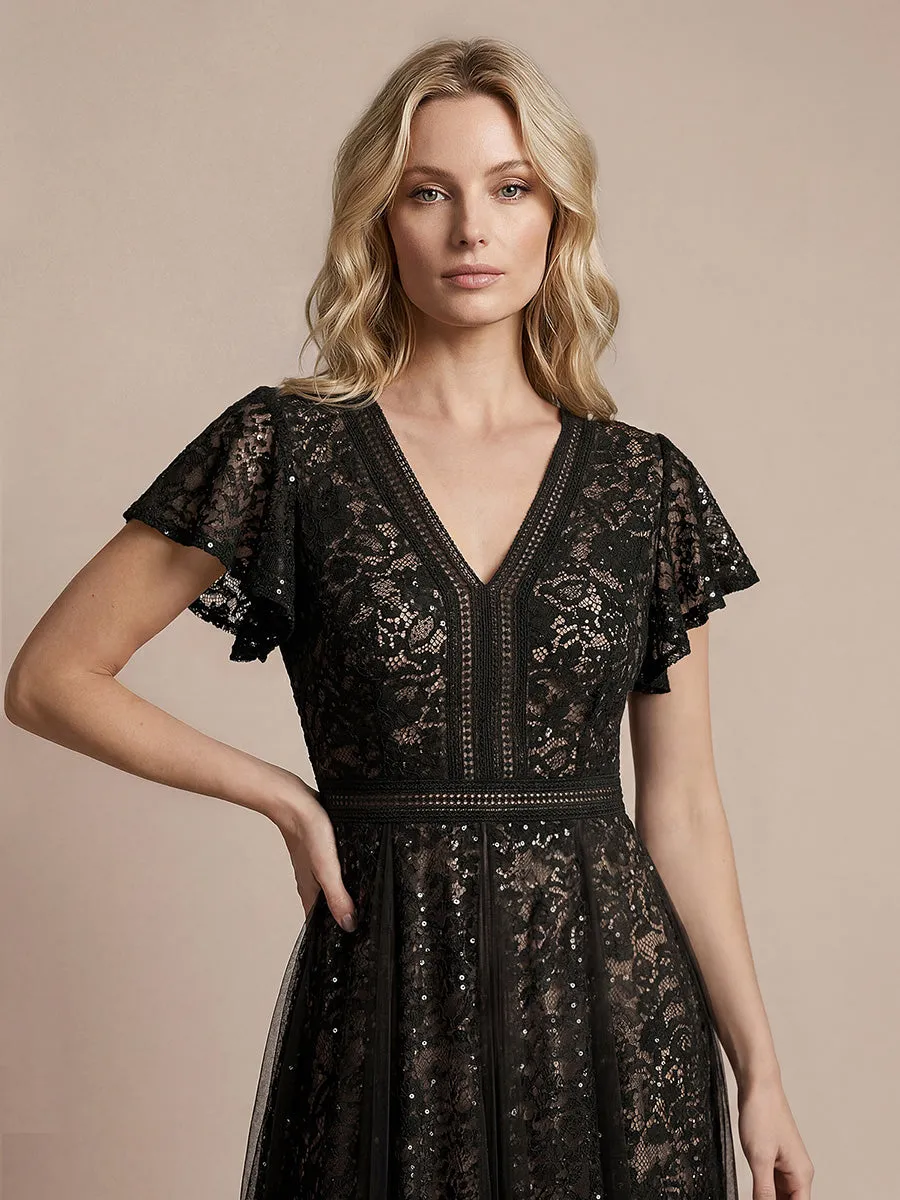 Lace Flutter Sleeve A-Line Wedding Guest Dress sold by Ever Pretty product image thumbnail 3