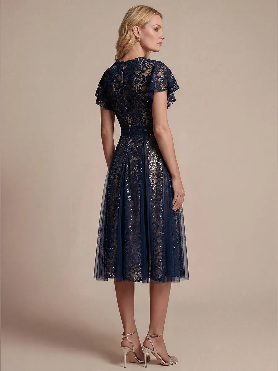 Lace Flutter Sleeve A-Line Wedding Guest Dress sold by Ever Pretty product image thumbnail 5