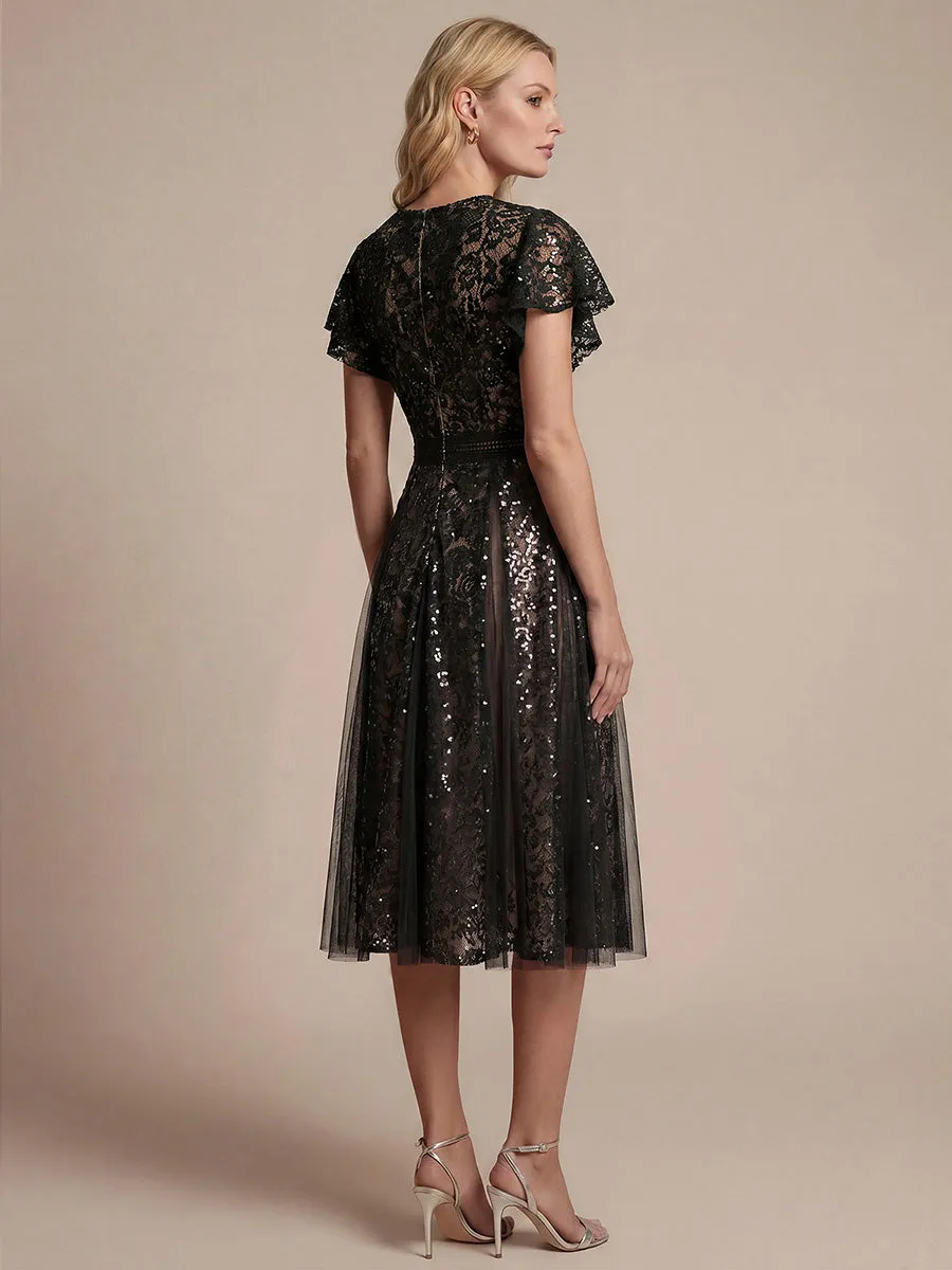 Lace Flutter Sleeve A-Line Wedding Guest Dress sold by Ever Pretty product image thumbnail 2