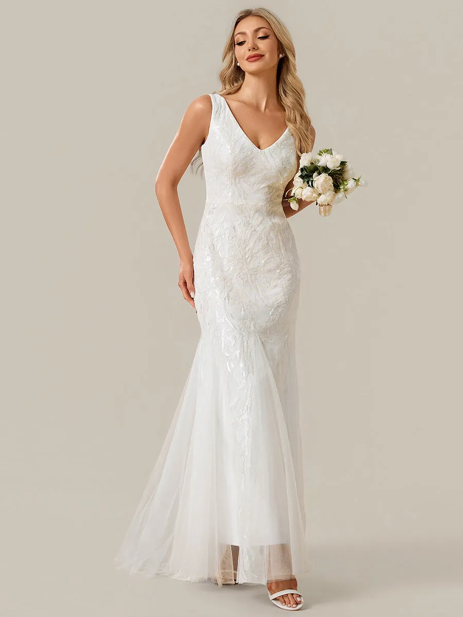 Patchwork Sequin Sleeveless Wedding Dress sold by Ever Pretty product image thumbnail 5