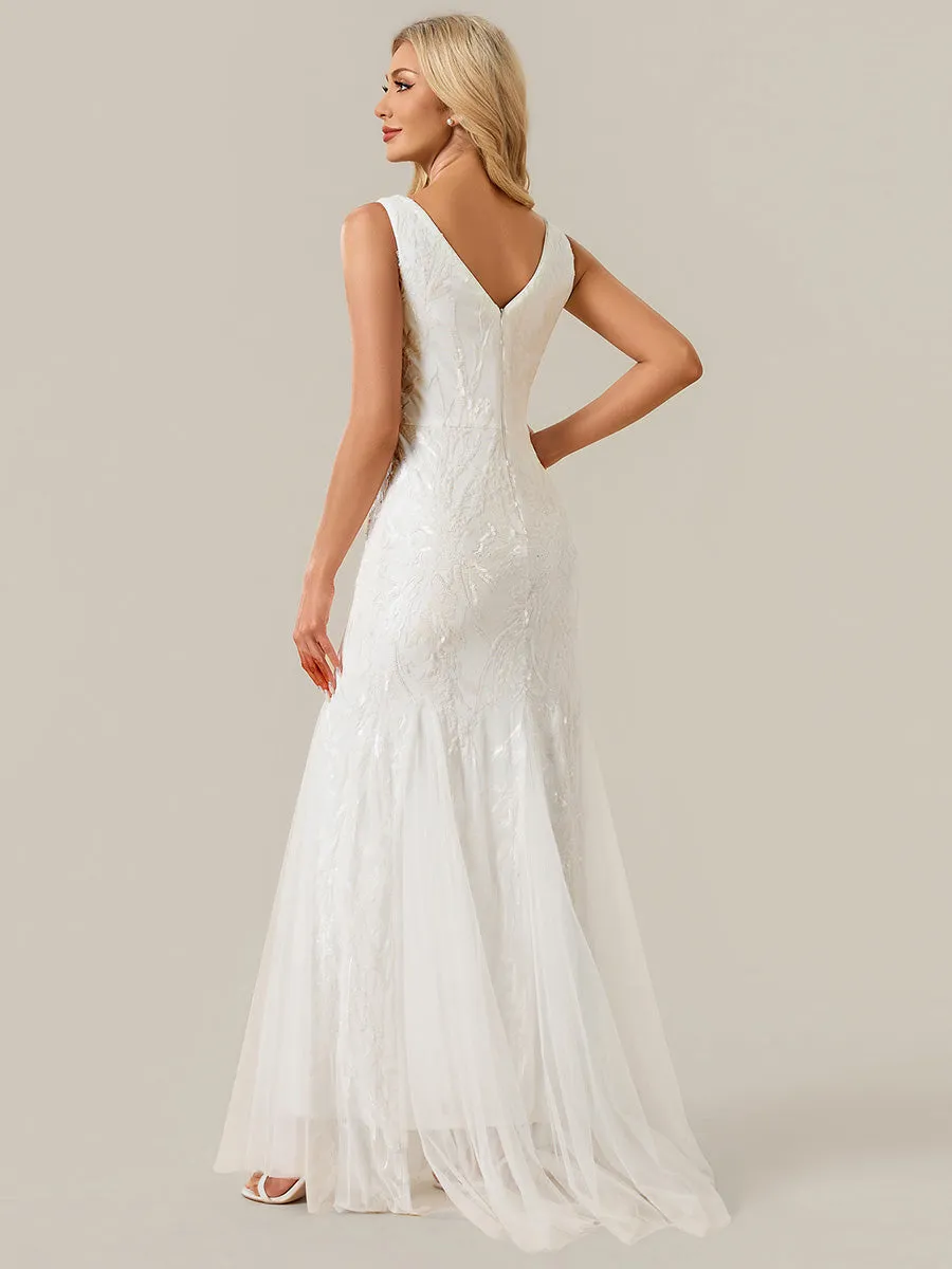 Patchwork Sequin Sleeveless Wedding Dress sold by Ever Pretty product image thumbnail 2