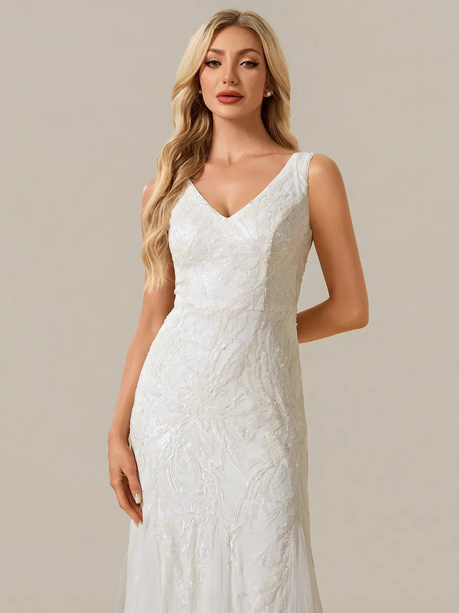 Patchwork Sequin Sleeveless Wedding Dress sold by Ever Pretty product image thumbnail 3