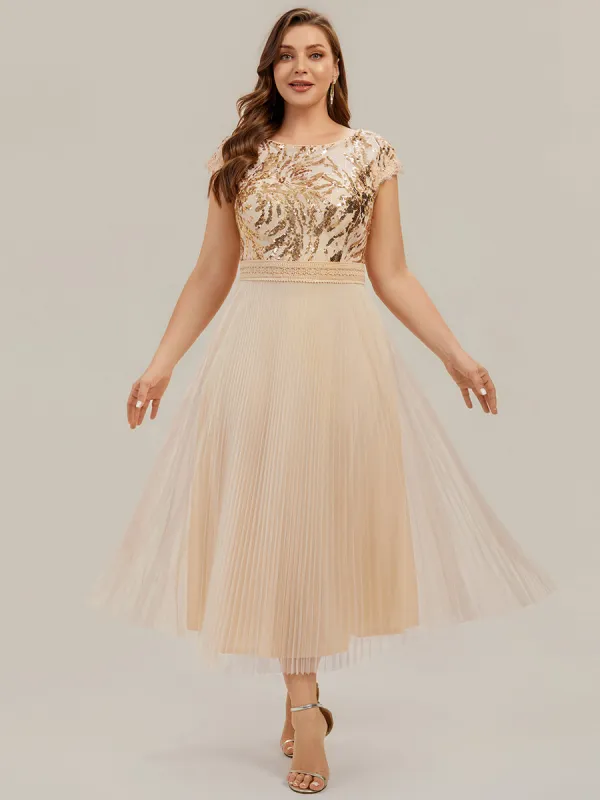 Plus Size Glitter A-Line Wedding Guest Dress made by Ever Pretty