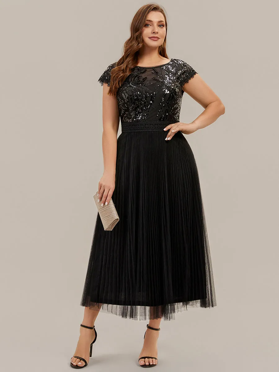Plus Size Glitter A-Line Wedding Guest Dress sold by Ever Pretty product image thumbnail 3