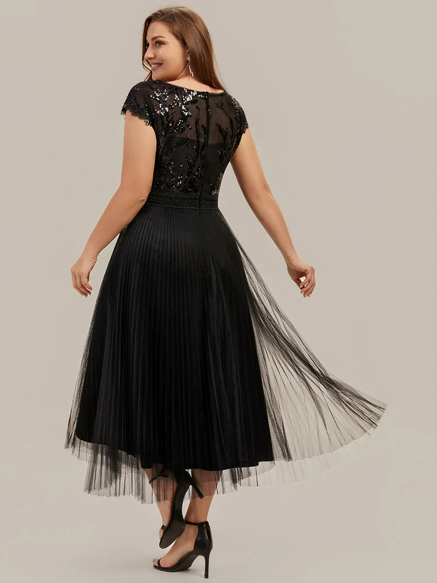 Plus Size Glitter A-Line Wedding Guest Dress sold by Ever Pretty product image thumbnail 4