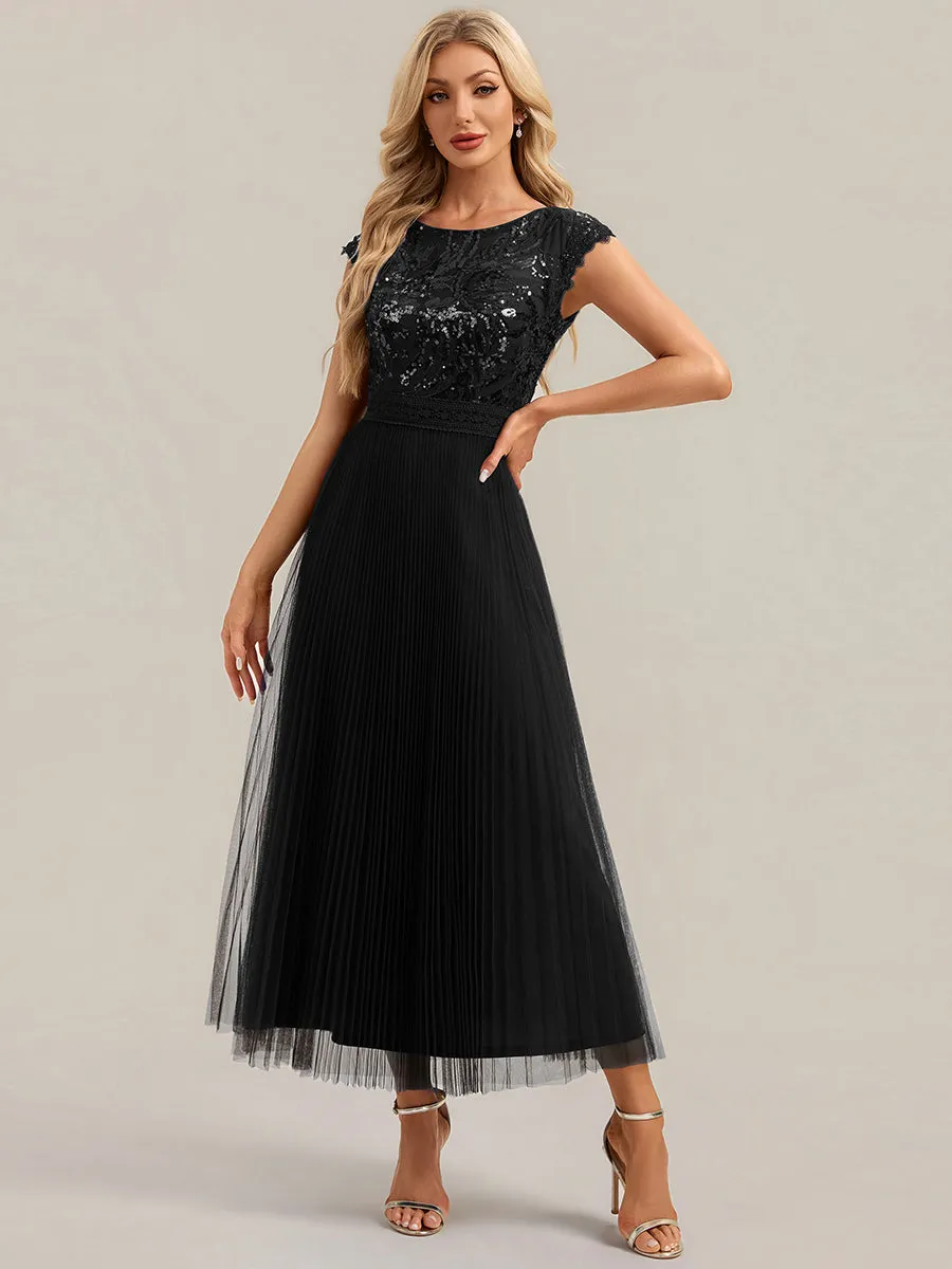 See-through Glitter Cap Sleeve A-Line Wedding Guest Dress sold by Ever Pretty product image thumbnail 5