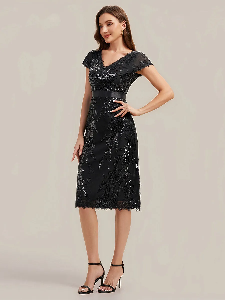 Bodycon Midi Sequin Cap Sleeve Wedding Guest Dress sold by Ever Pretty product image thumbnail 4