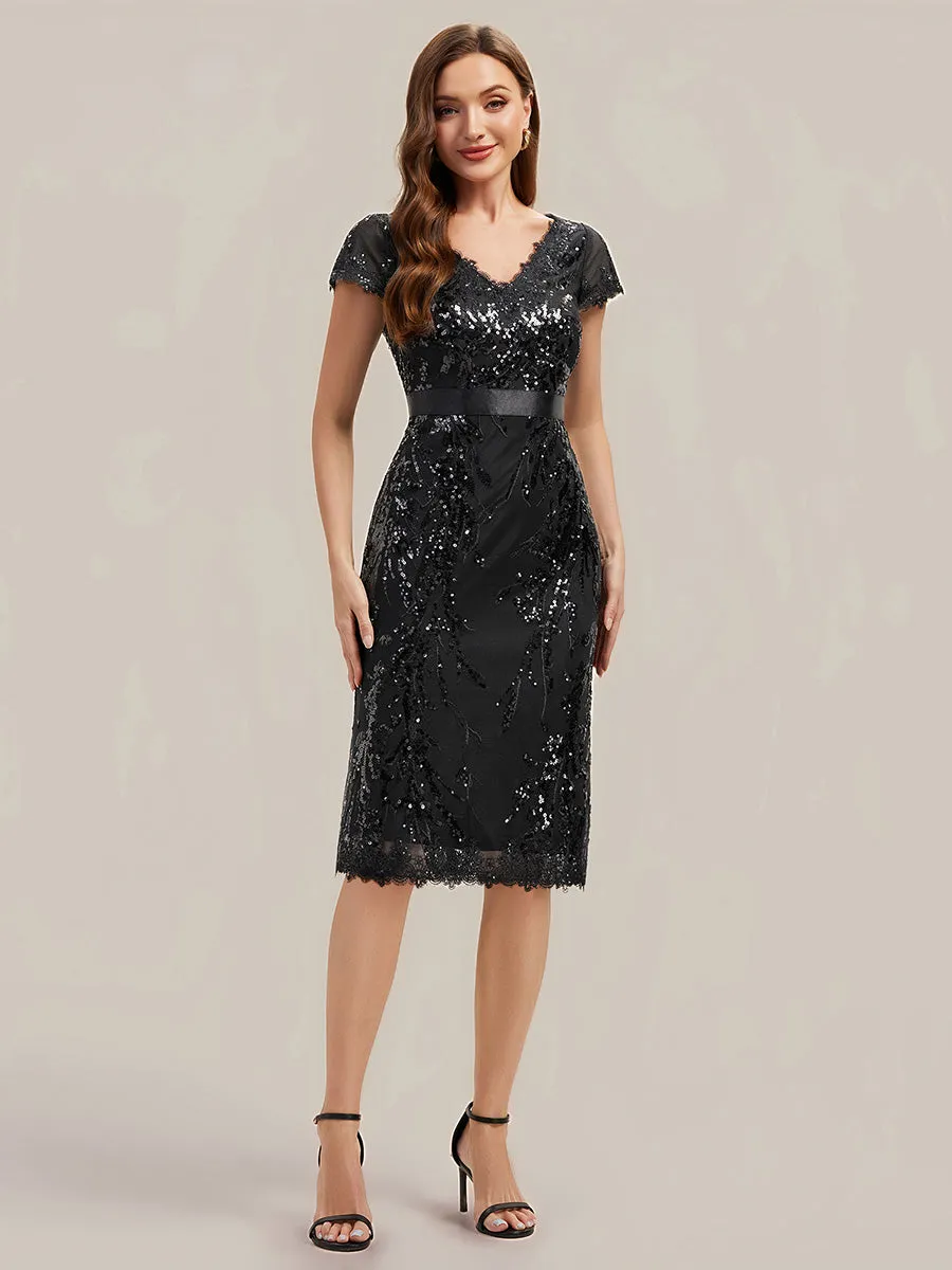 Bodycon Midi Sequin Cap Sleeve Wedding Guest Dress sold by Ever Pretty