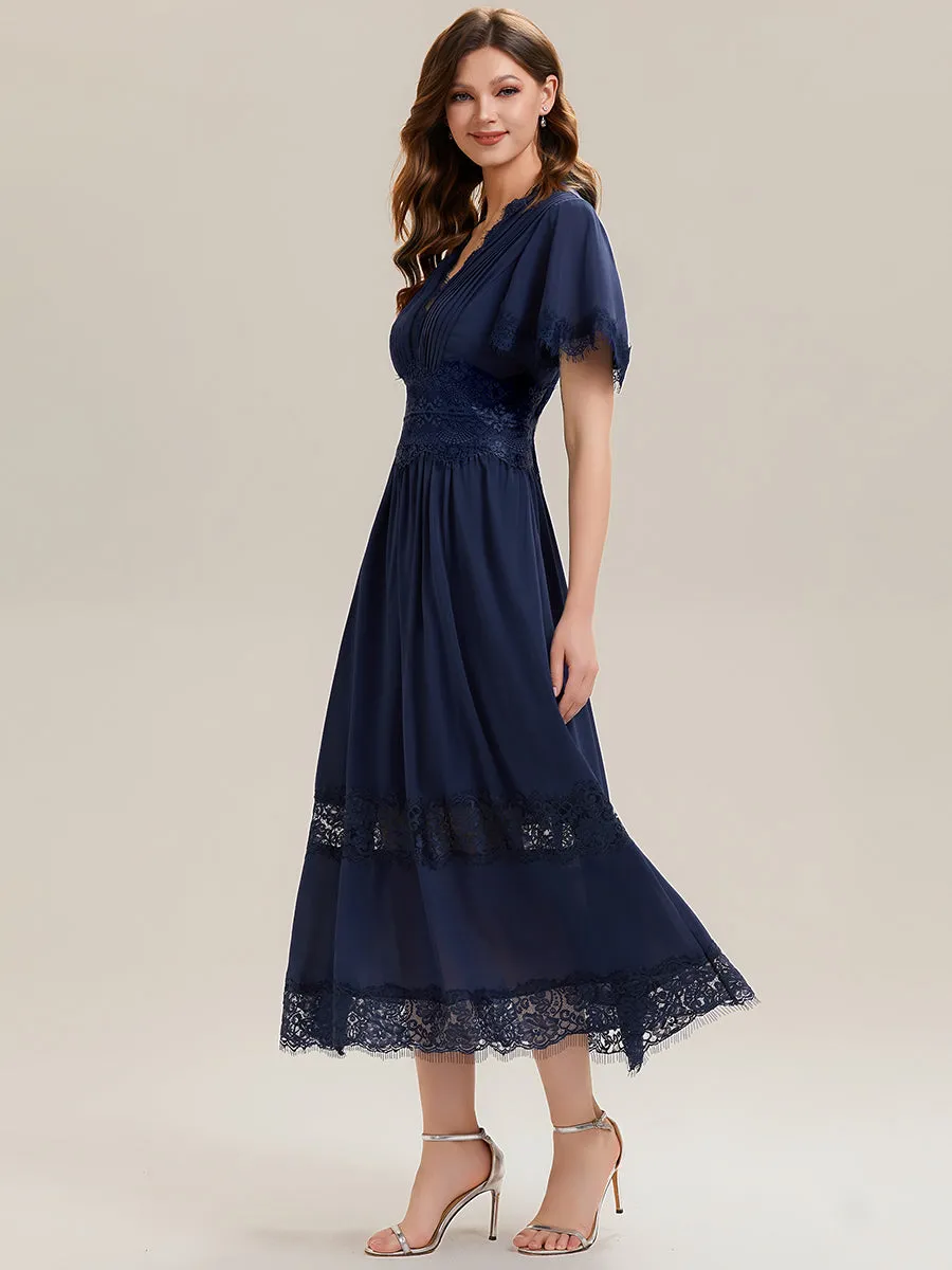 Cut-Out Detail Chiffon Ruffle Sleeve Wedding Guest Dress sold by Ever Pretty product image thumbnail 4