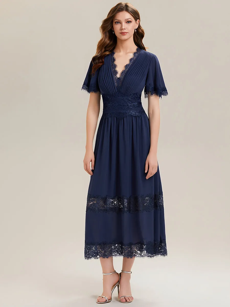 Cut-Out Detail Chiffon Ruffle Sleeve Wedding Guest Dress sold by Ever Pretty