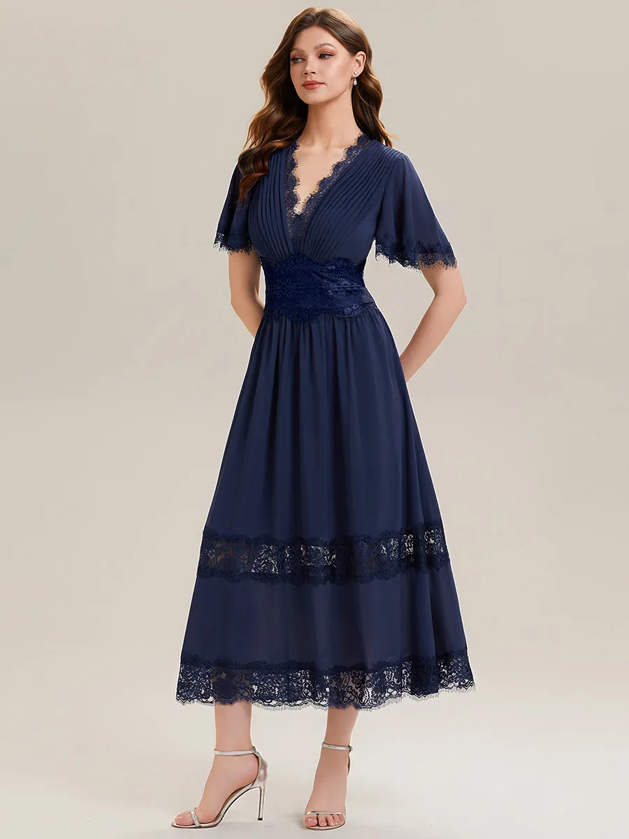 Cut-Out Detail Chiffon Ruffle Sleeve Wedding Guest Dress sold by Ever Pretty product image thumbnail 5