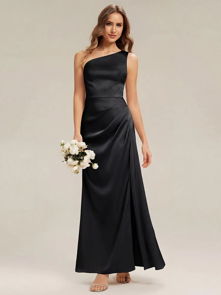 Thigh-High Slit One-Shoulder Satin Sleeveless Bridesmaid Dress sold by Ever Pretty product image thumbnail 5