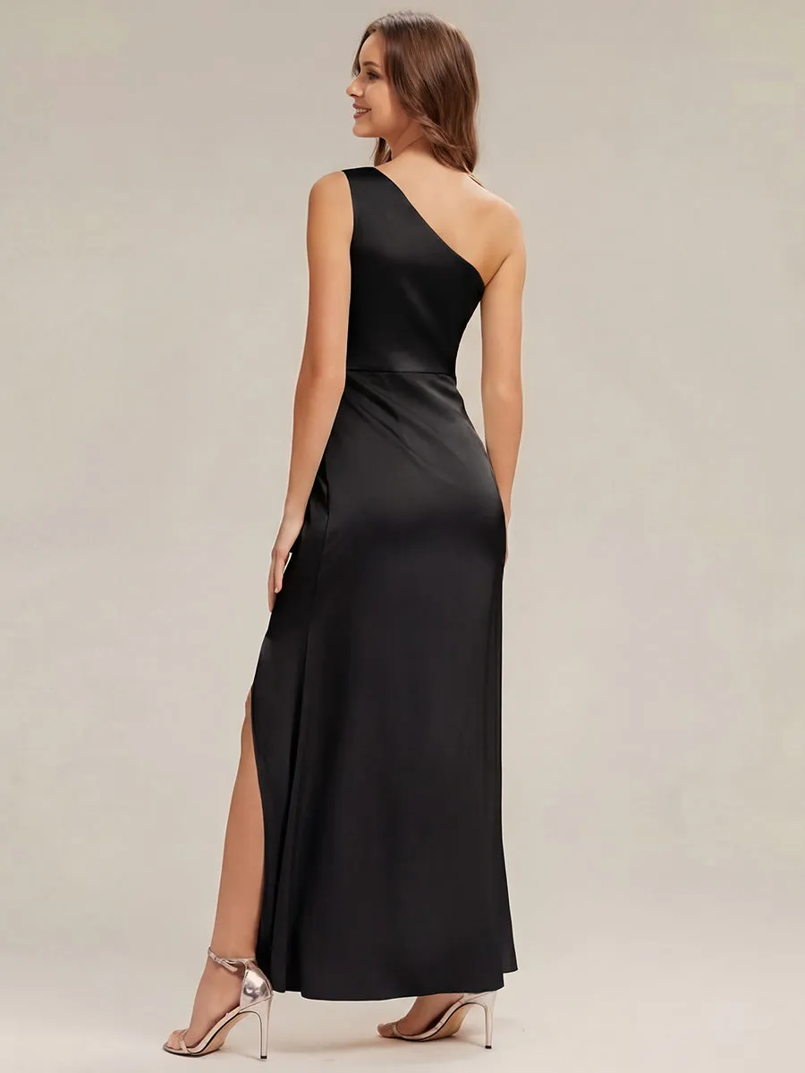 Thigh-High Slit One-Shoulder Satin Sleeveless Bridesmaid Dress sold by Ever Pretty product image thumbnail 2