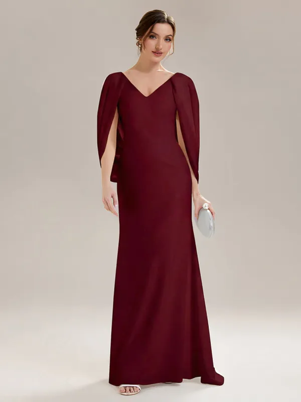 Tie-Front Knit Cape Sleeve Evening Dress made by Ever Pretty