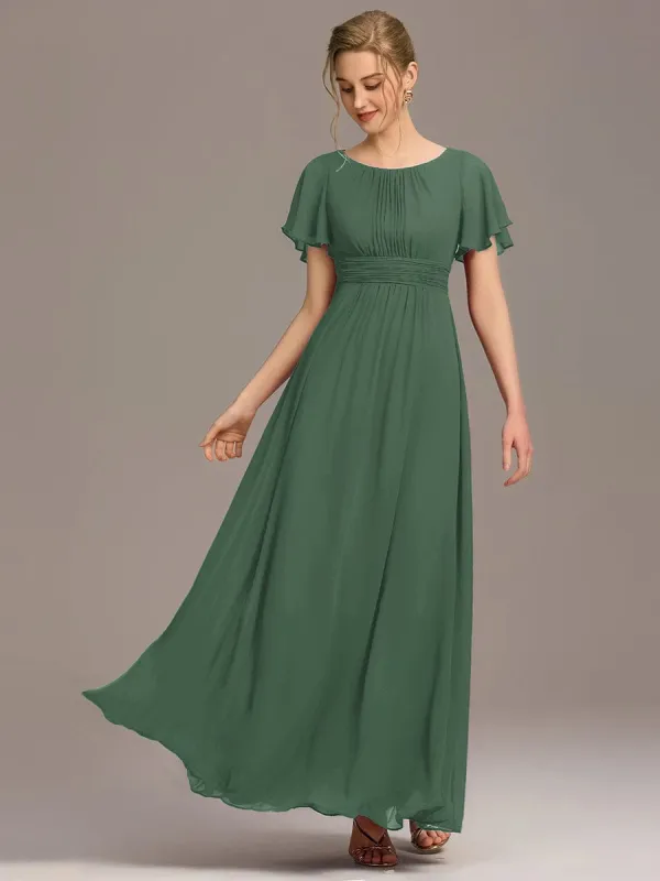 ever KIMORA|Maxi Chiffon Ruffles Sleeve Wedding Guest Dress made by Ever Pretty
