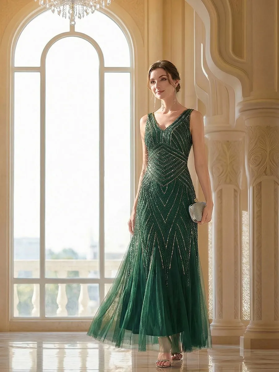 ever GLAMOUR|Deep V-Neck Sequin Sleeveless Evening Dress sold by Ever Pretty product image thumbnail 4