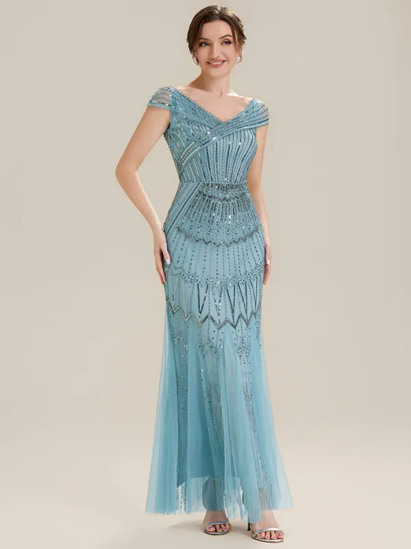 ever CABARET|Sequin Drop Shoulder Sleeve Beaded Formal Dress made by Ever Pretty
