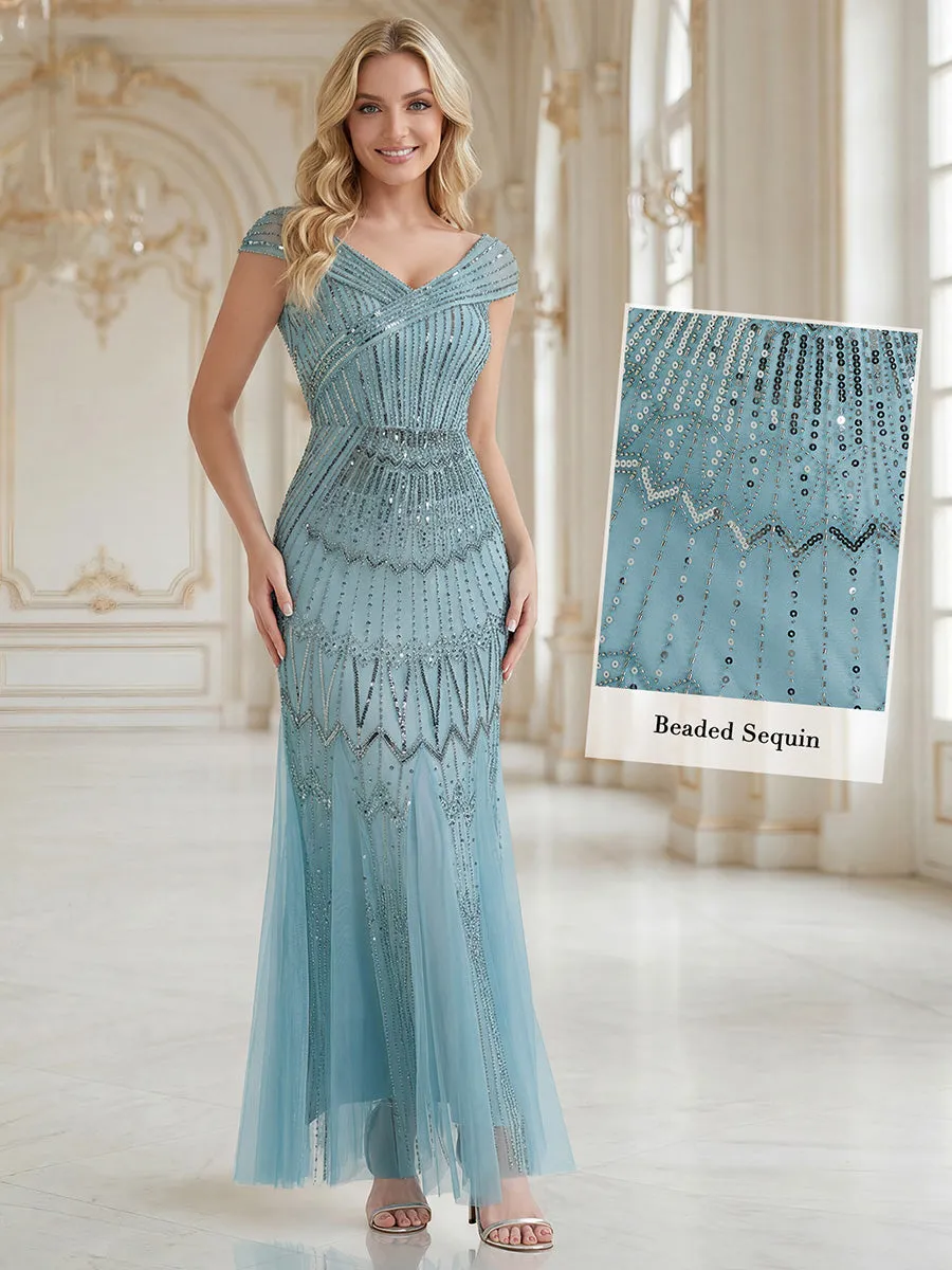 ever CABARET|Sequin Drop Shoulder Sleeve Beaded Formal Dress sold by Ever Pretty product image thumbnail 2
